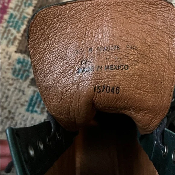 Dark Green Leather Boots - Picture 4 of 6